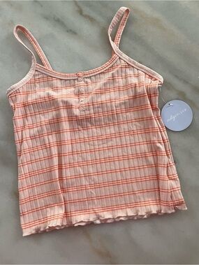 NWT Pink Striped Ribbed Cami Tank Top size L